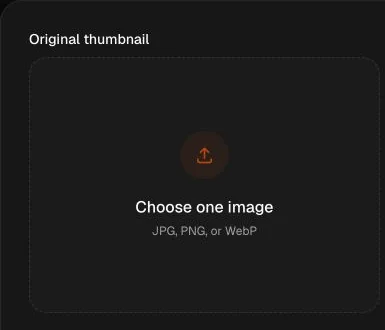ThumbTranslator upload area for a JPG, PNG, or WebP thumbnail